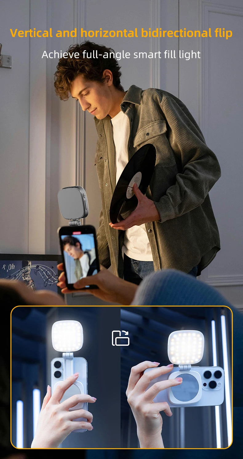 Original Ulanzi Magsafe Magnetic Dual Color Temperature Fill Light 3200K-6600K Adjustable LED Video Light with 3 Lighting Modes