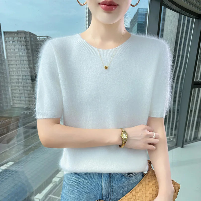 Women's Short Sleeve Knit Sweater Top