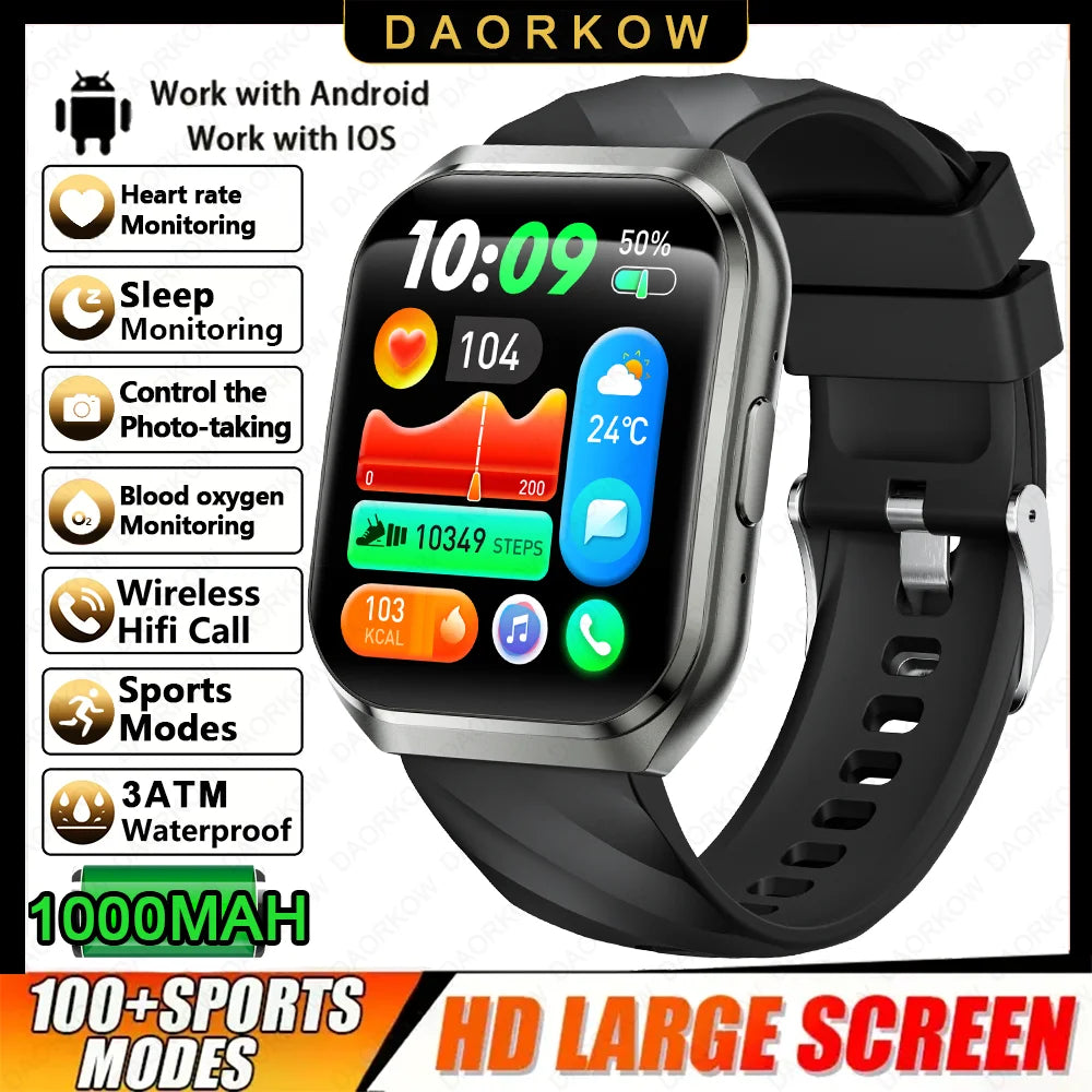 Men's Smart Watch — 1000mAh Long Standby, IP68, BT Calling