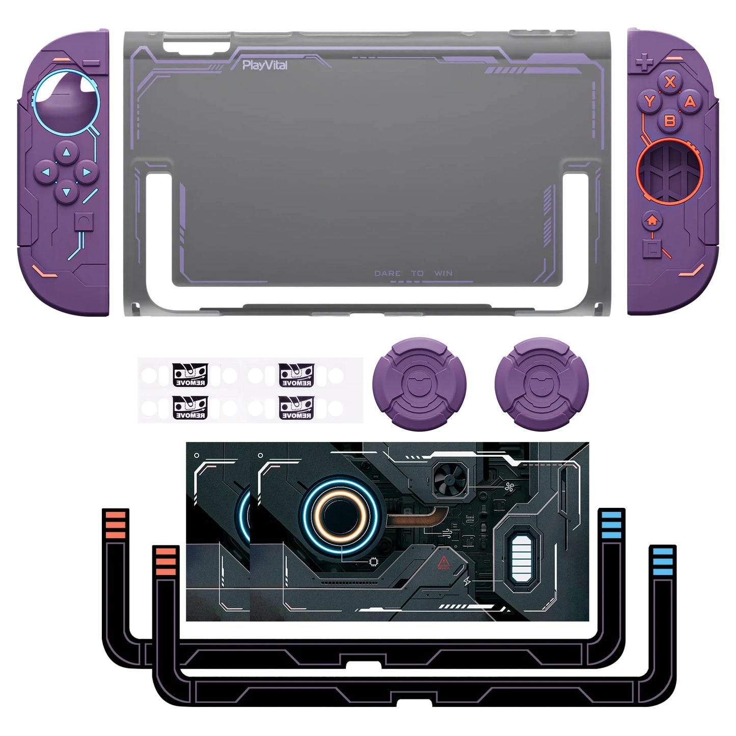 PlayVital Protective Case for Nintendo Switch 2, Stellar Mecha Ergonomic Anti-slip Silicone Grip Cover, Dockable Hard Case Shell