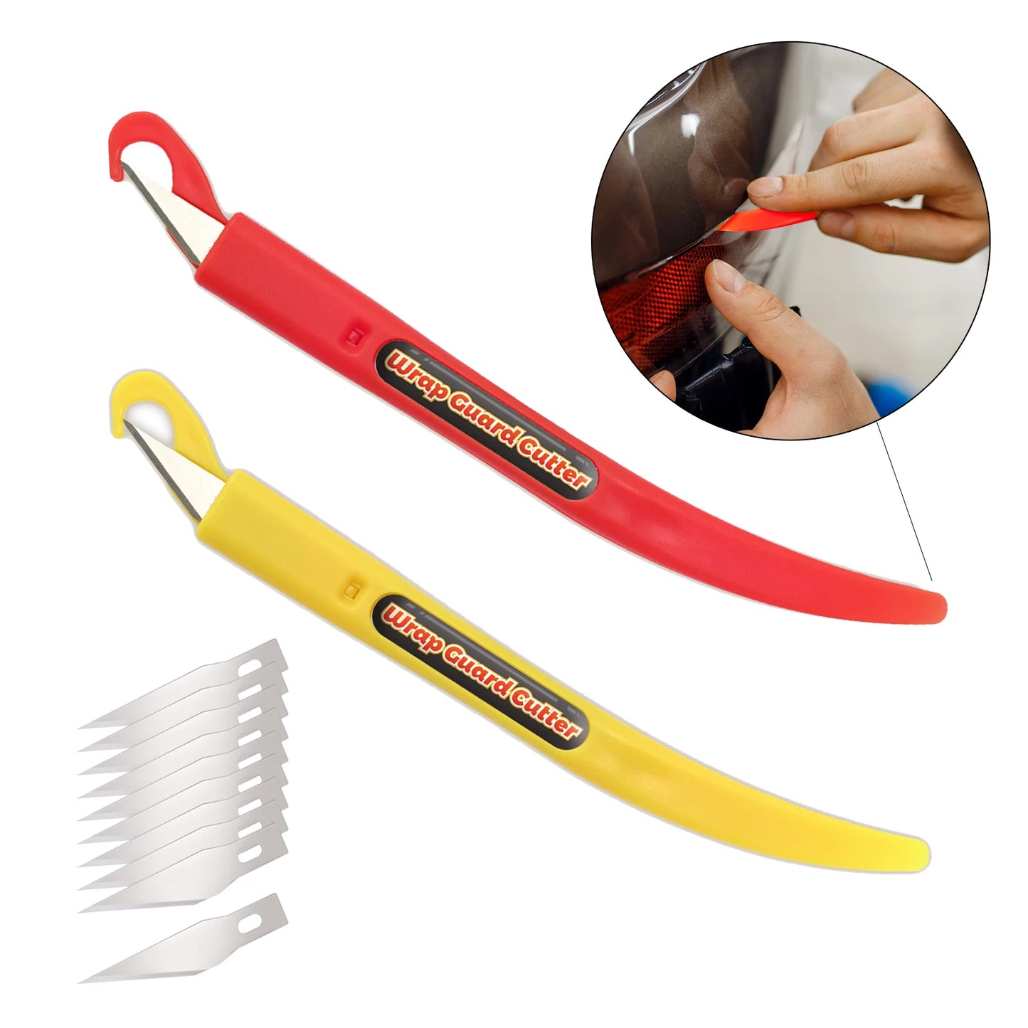 EHDIS 2pcs Carbon Fiber Wrap Guard Knife Cutter With 10pcs Blade Car Film Vinyl Detailing Squeegee Window Tint Cut Crafting Tool