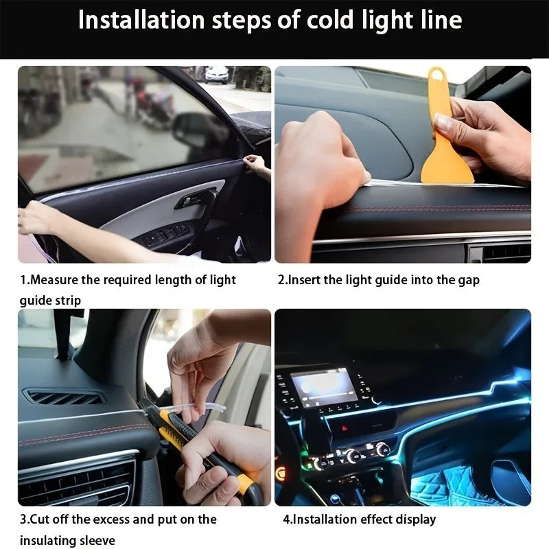 5M Car Environment El Wire LED USB Flexible Neon Interior Lights Car Decorative Accessories
