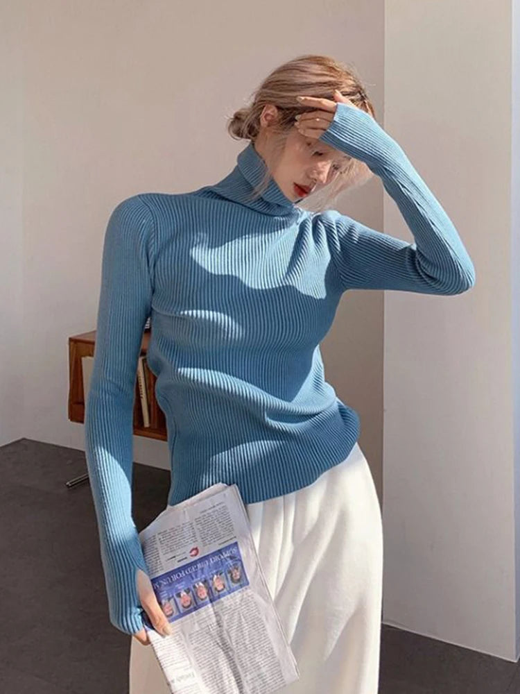 Women's Turtleneck Knit Sweater — Warm Winter Basic