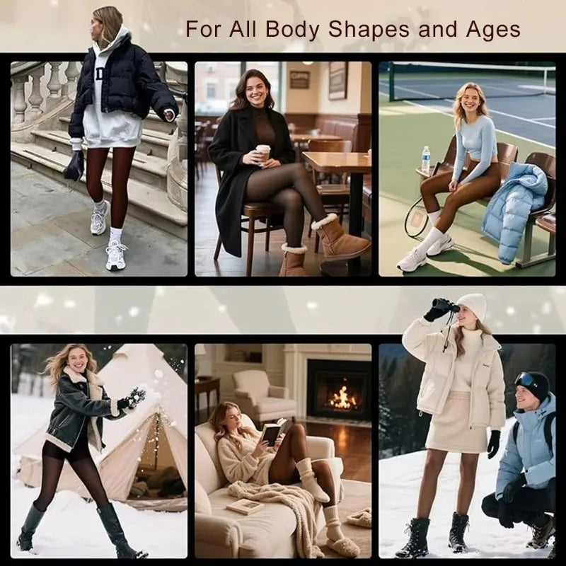 Women's Fleece-Lined Sheer Tights, Thermal Leggings