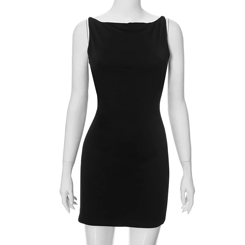 Women's Sleeveless O-Neck Wrap Mini Party Dress — Y2K A-Line