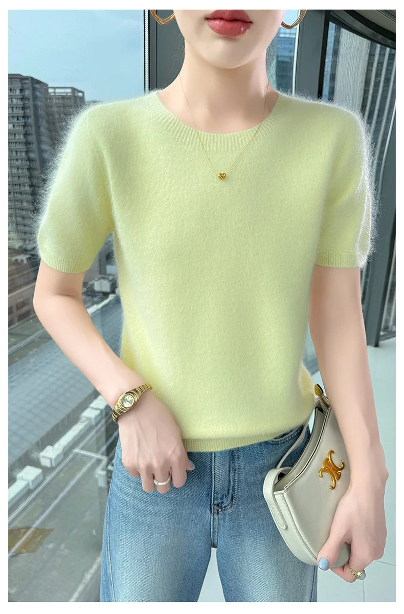Women's Short Sleeve Knit Sweater Top