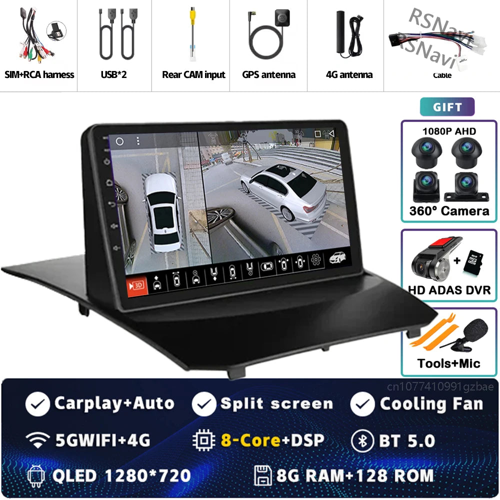 Plug and Play Android 16 Carplay Auto Qualcomm Screen Car Radio Player For Ford Fiesta 2011-2015 GPS DSP Stereo BT Navigation 4G