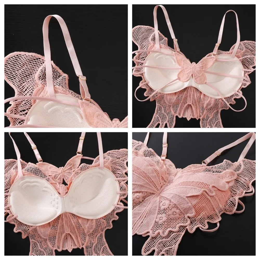 Sweet Backless Butterfly Bras Slim Fit Padded Lace Camisole Flower Korean Style Hollow-out Vest Tops Beach Wear