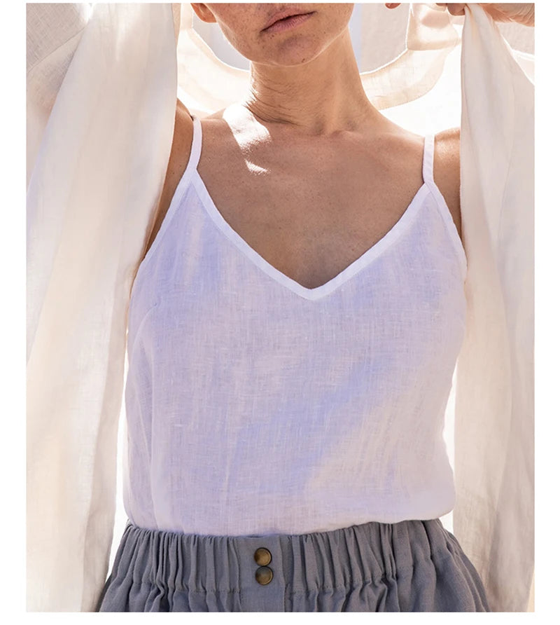 Vintage Cotton Linen Women's Summer Tank Top Sleeveless Harajuku Basic Cuasal Female Top For Girls Camisole Women Clothing