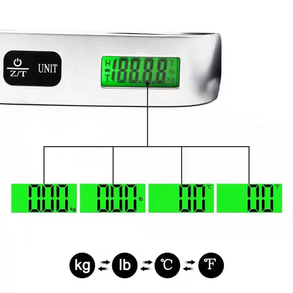 50kg Portable Hanging Scale Electronic Hand Luggage Scale Digital Display Suitcase 110lb Travel Baggage Bag Weighing Tools