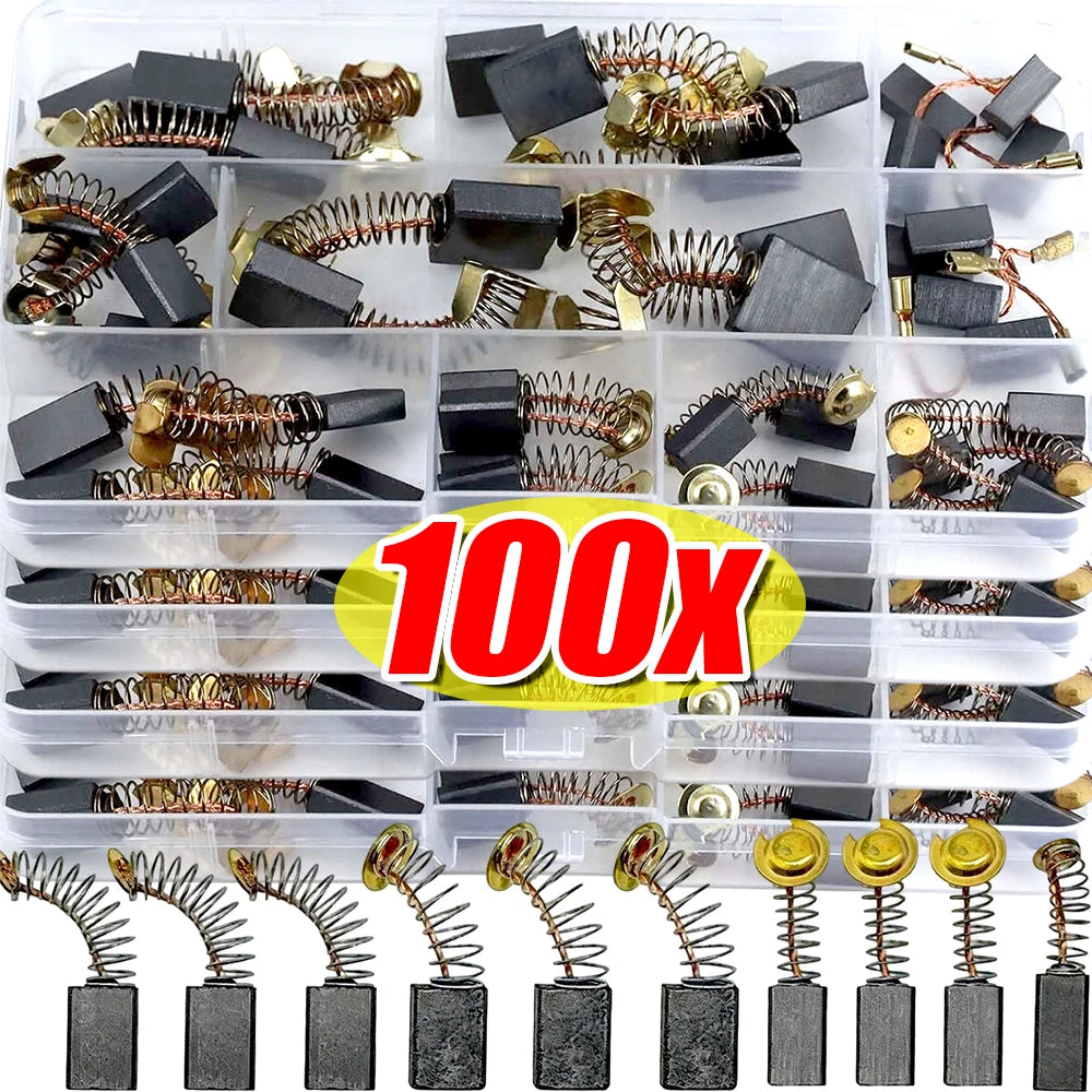 100/50x Carbon Brush Repair Kit Power Tool Electric Motor Replacement Parts Universal Adaptation  Carbon Brushes Mixed Set