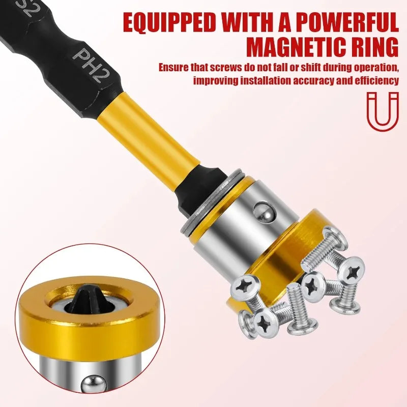 S2 Magnetic Drywall Screwdriver Bits Hex Shank Position Bit Batch Head for Plasterboard Screw Locator PH2 Electric Drilling Tool