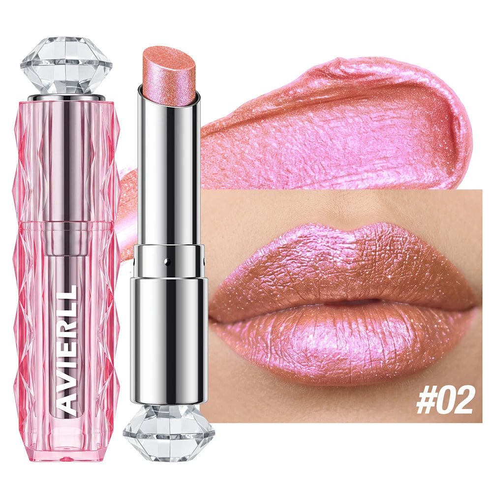 6 Colors Glitter Lipstick Hydrating Red Pink Sparkling Shine Lip Color Highly Pigmented Lip Tints Metallic Finish Lip Makeup