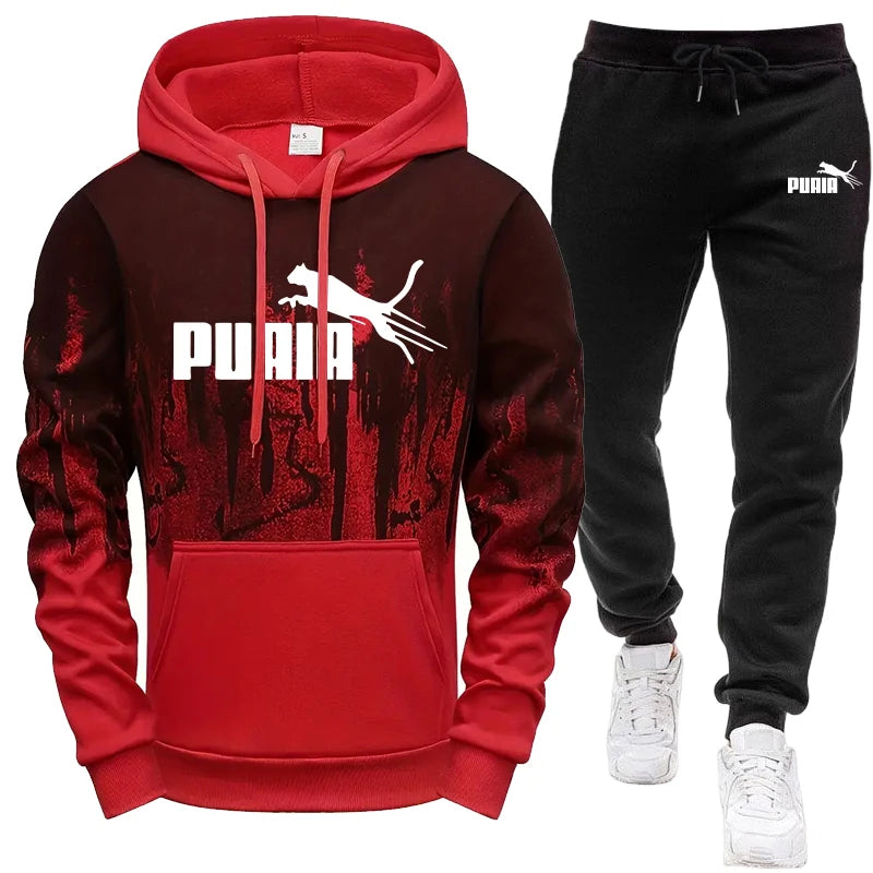 Hooded Sweatshirt and Sweatpants Outdoor Sports Jogger Suit Men's Set/Hoodie/Pants Autumn Winter Daily Casual Fashion Sportswear