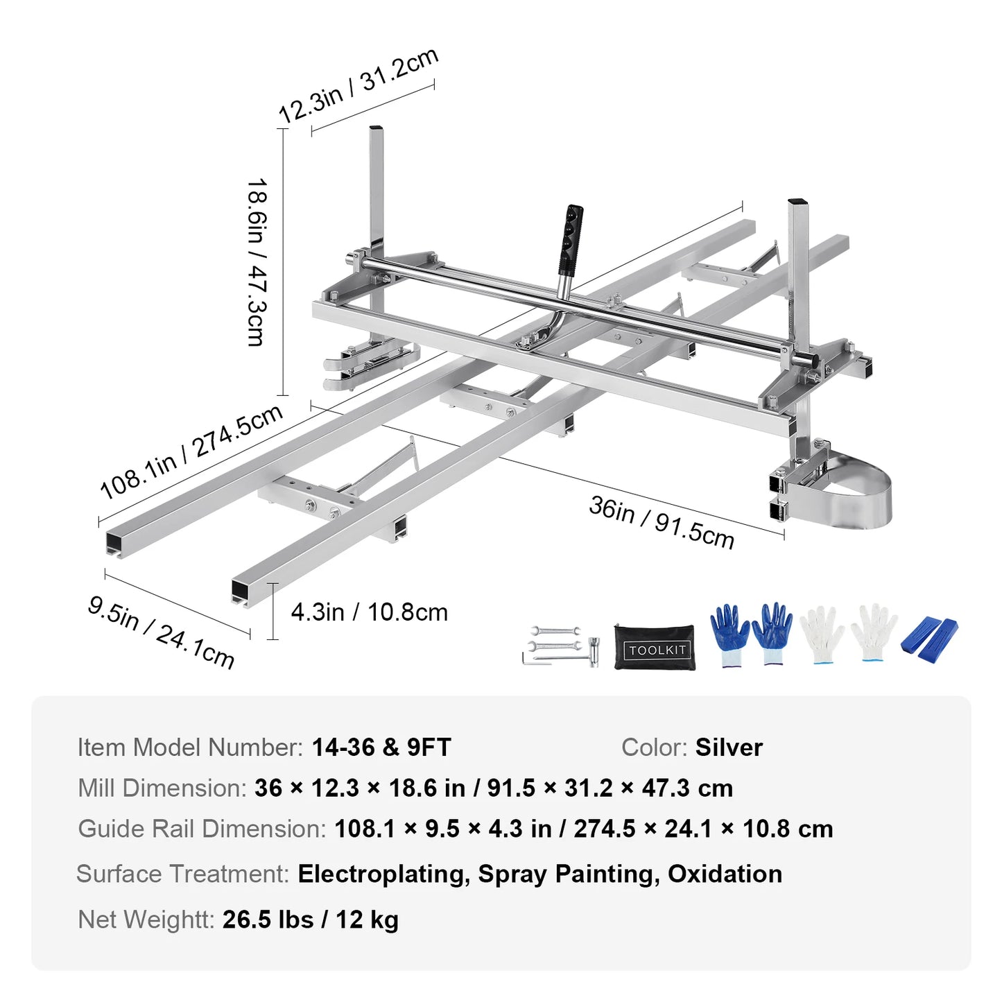SucceBuy Portable Chainsaw Mill – 14-36" Planking & Milling Frame for Lumber Cutting (Saw Not Included)