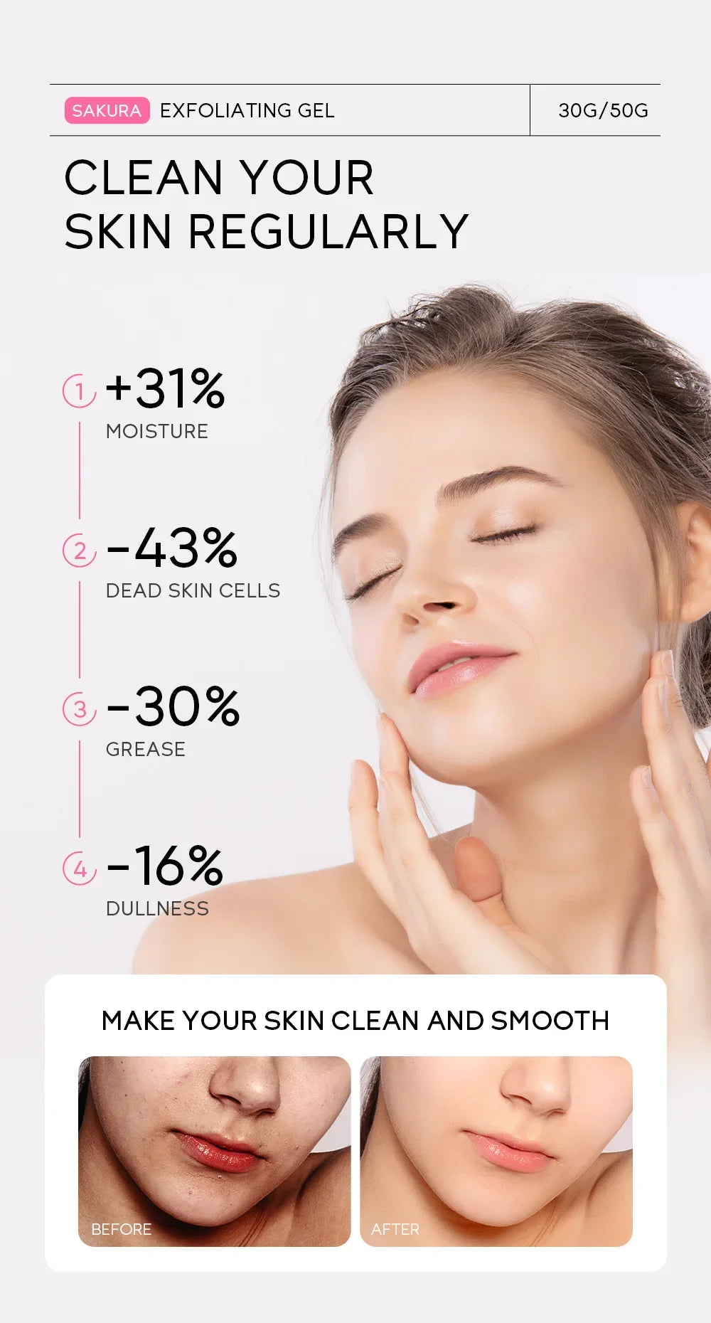 Sakura Exfoliating Peeling Gel Facial Scrub Moisturizing  Nourishing Repair Scrubs Face Cream Beauty Skin Care30g/50g