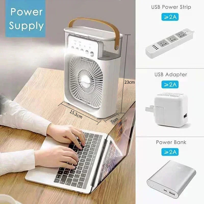 3-in-1 Personal Air Cooler – Portable Evaporative Fan, Humidifier & LED Night Light