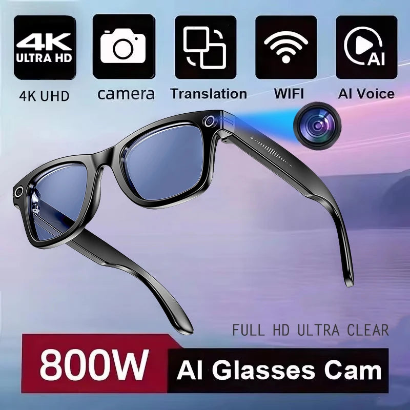 Smart Camera Glasses with Color-Changing Lenses & HD Video