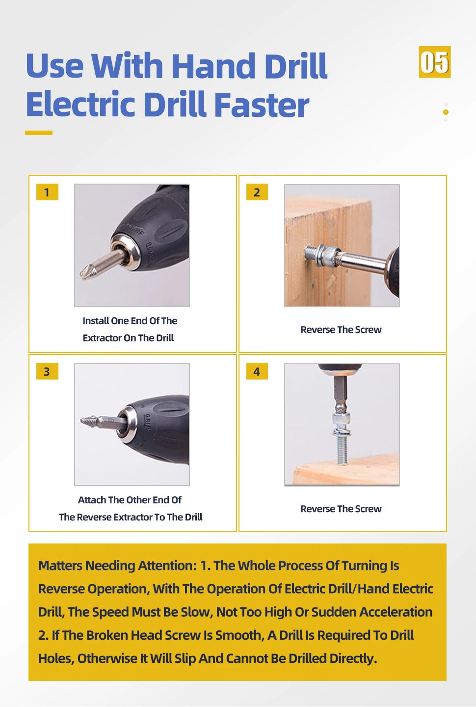 TOOLEYE Damaged Screw Extractor Set Center Drill Bit Set Woodworking Tools Broken Bolt Extractor Bolts Screws Remover Extractor
