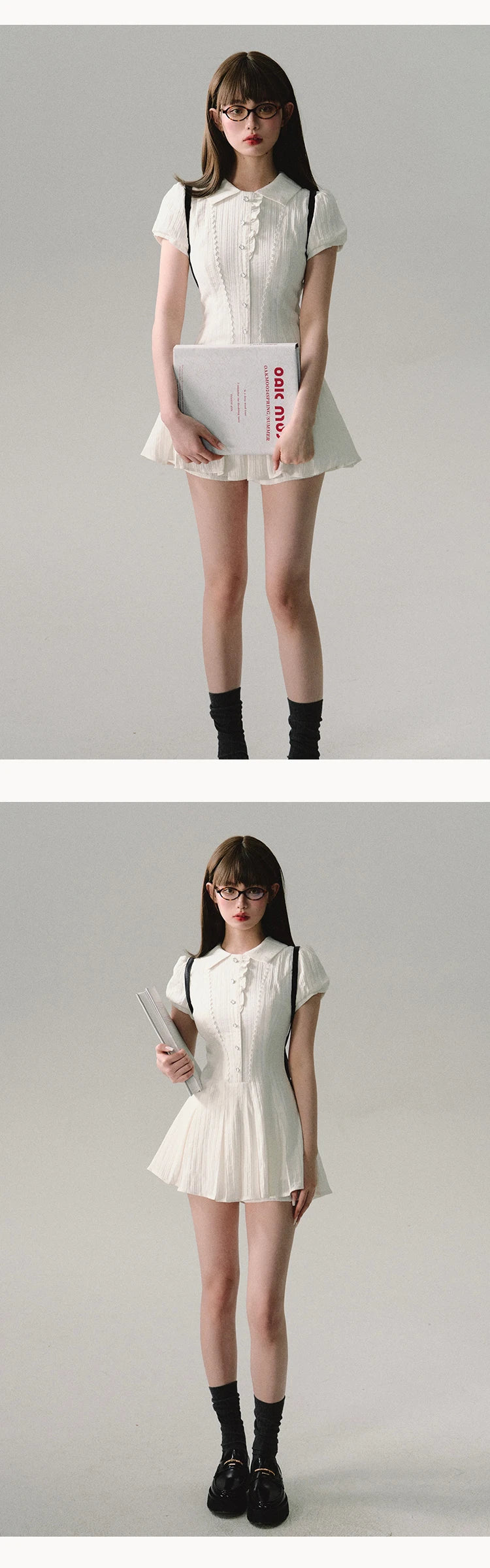 High Quality Dress A-line Elegant Sexy Lace Short Sleeved Shirt Skirt Commuting College Style Decoration Retro Dress Vestido Y2k