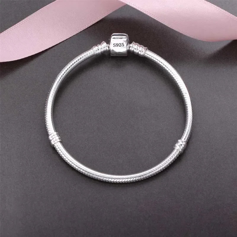 925 Sterling Silver Snake Bone Charm Bracelet – Handmade Fine Jewelry for Women | 2 Styles, 16–23cm
