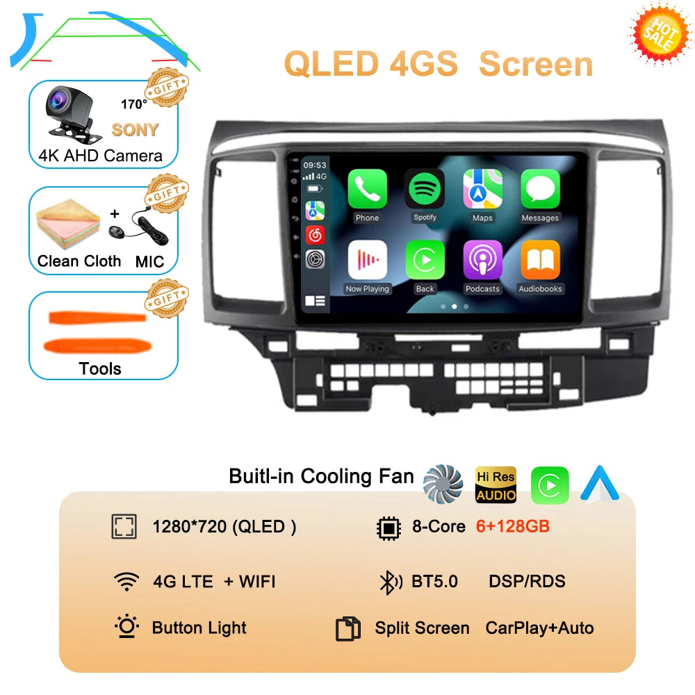 Android 16 Car Radio For Mitsubishi Lancer 10 CY 2007 - 2017 Multimedia Video Player 2 din WIFI+4G Navigation GPS Stereo Carplay