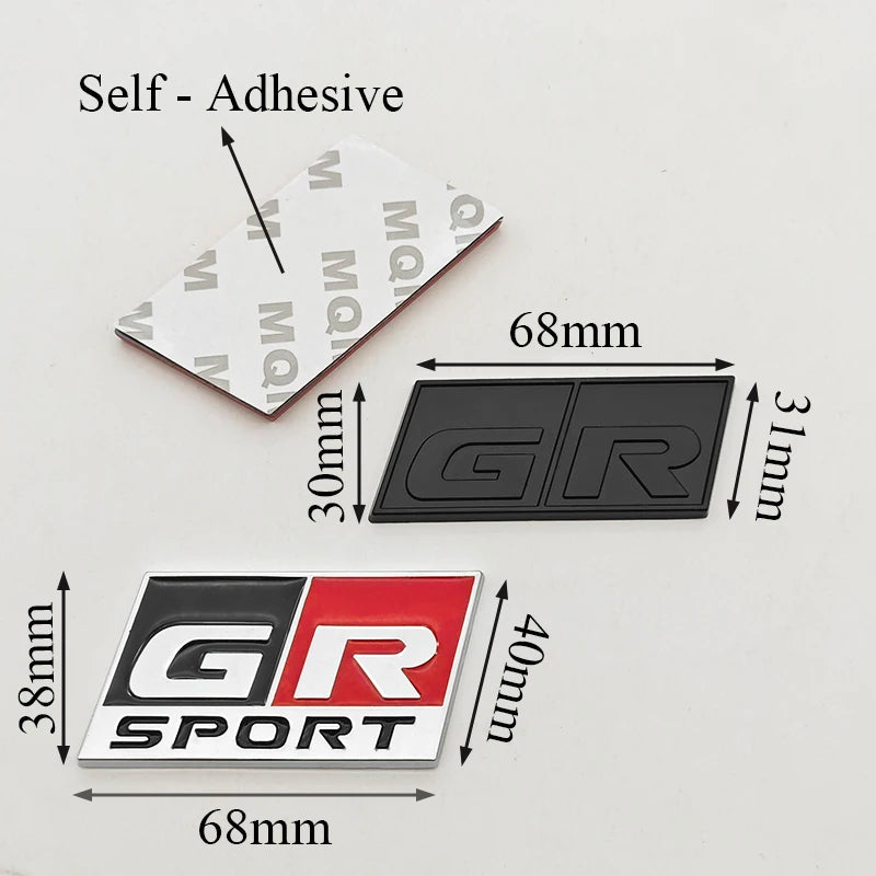 3D Metal Car Sticker GR SPORT Logo Fender Side Badge Rear Trunk Front Grille Emblem For Toyota Alphard Avensis Prius Crown Yaris