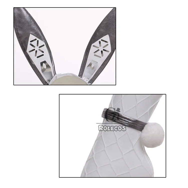 ROLECOS NIKKE Goddess of Victory Blanc Bunny Girl Costume Noir Bunny Suit Women Sexy Cosplay Suit White and Black Jumpsuits