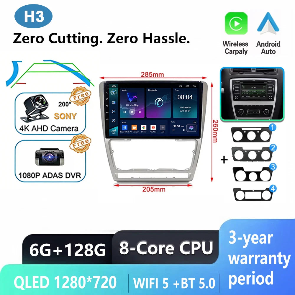 Car Stereo with Apple CarPlay & Android Auto, Compatible with Skoda Octavia 2 A5