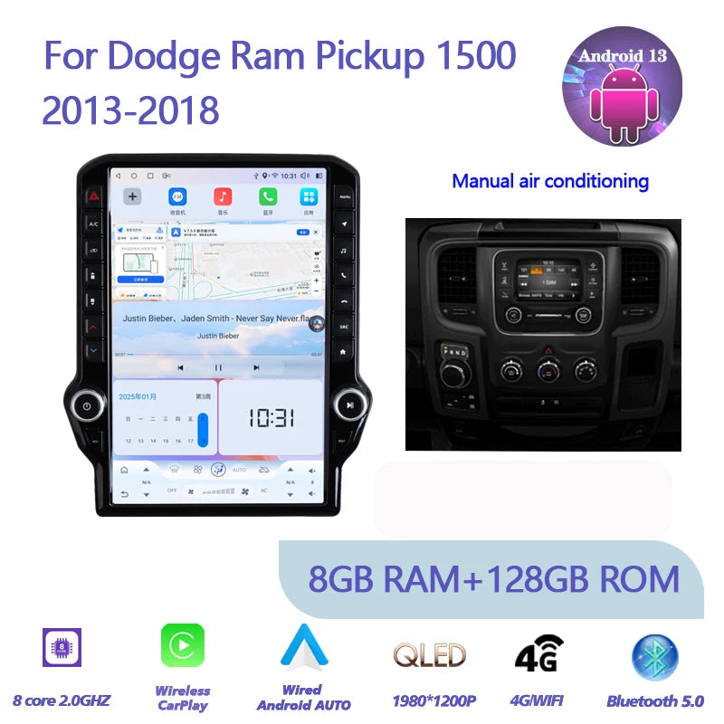 14.5" Android 13 Multimedia GPS Radio — Dodge RAM 1500 Pickup (2013-2018)