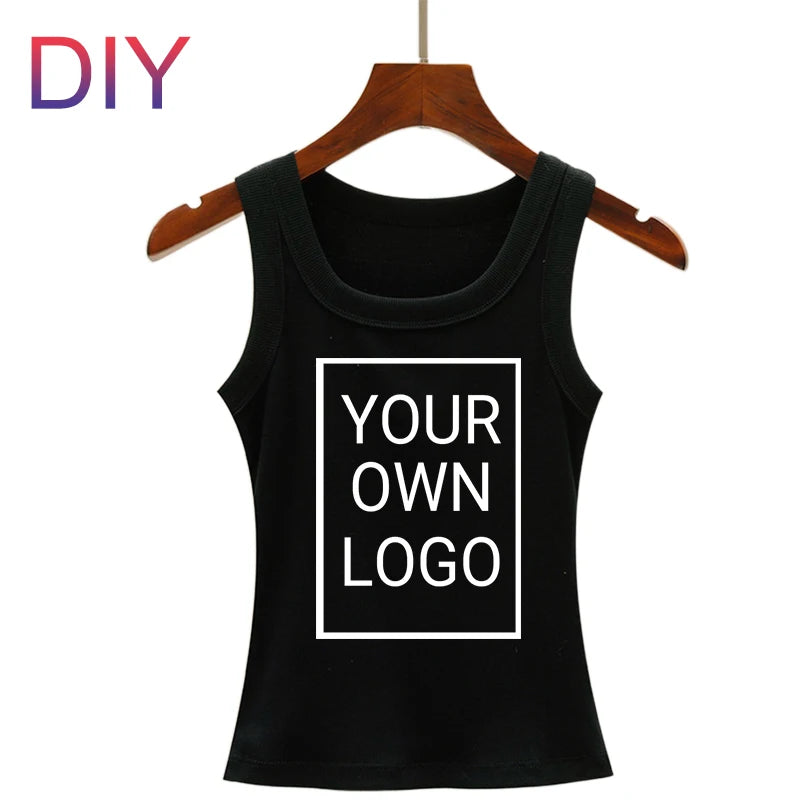 Customize Pattern DIY Picture Women Korean Tank Tops Thread Casual Street Vest Hip Hop Sleeveless Clothes Summer Y2K Woman Vests