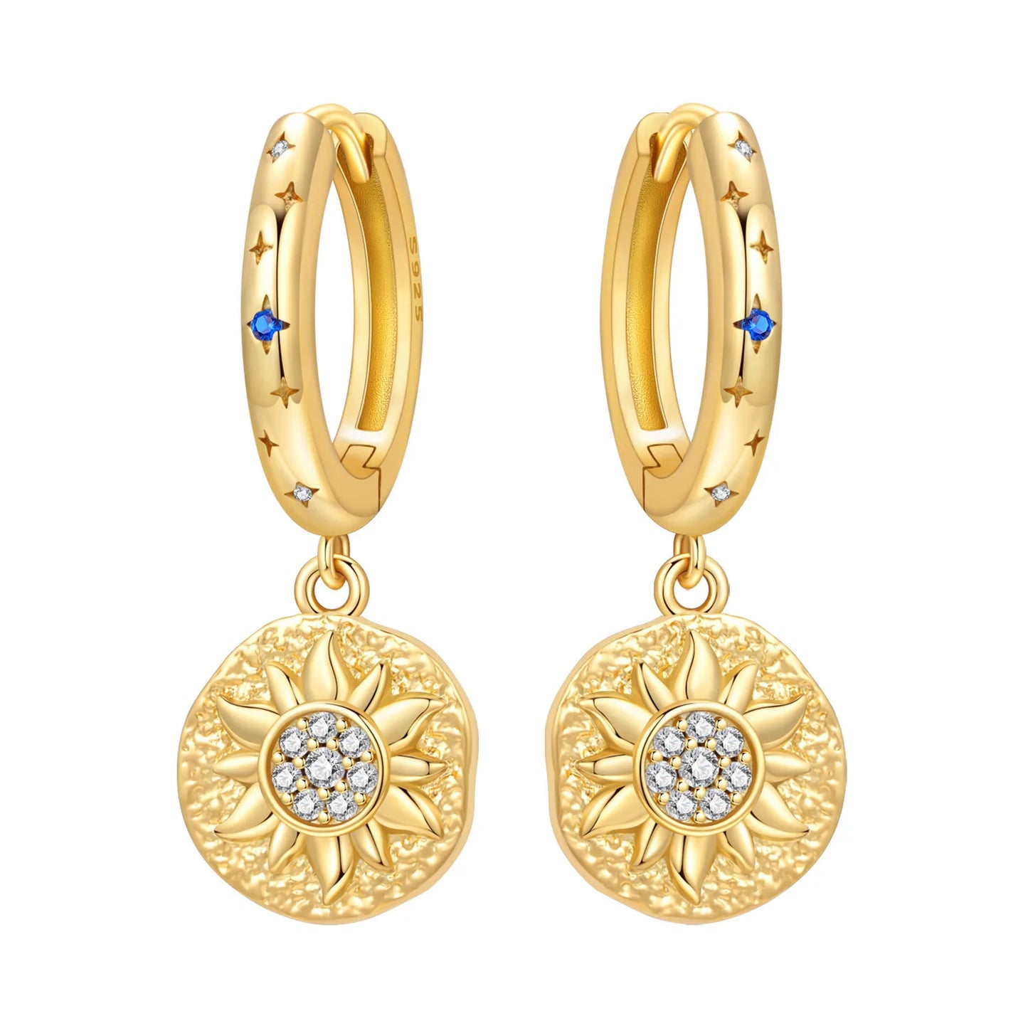 Original 2026 S925 Sterling Silver Zircon 18K Gold Lining Vintage Hoop Earrings for Women Birthday Party Wedding Gift Jewellery