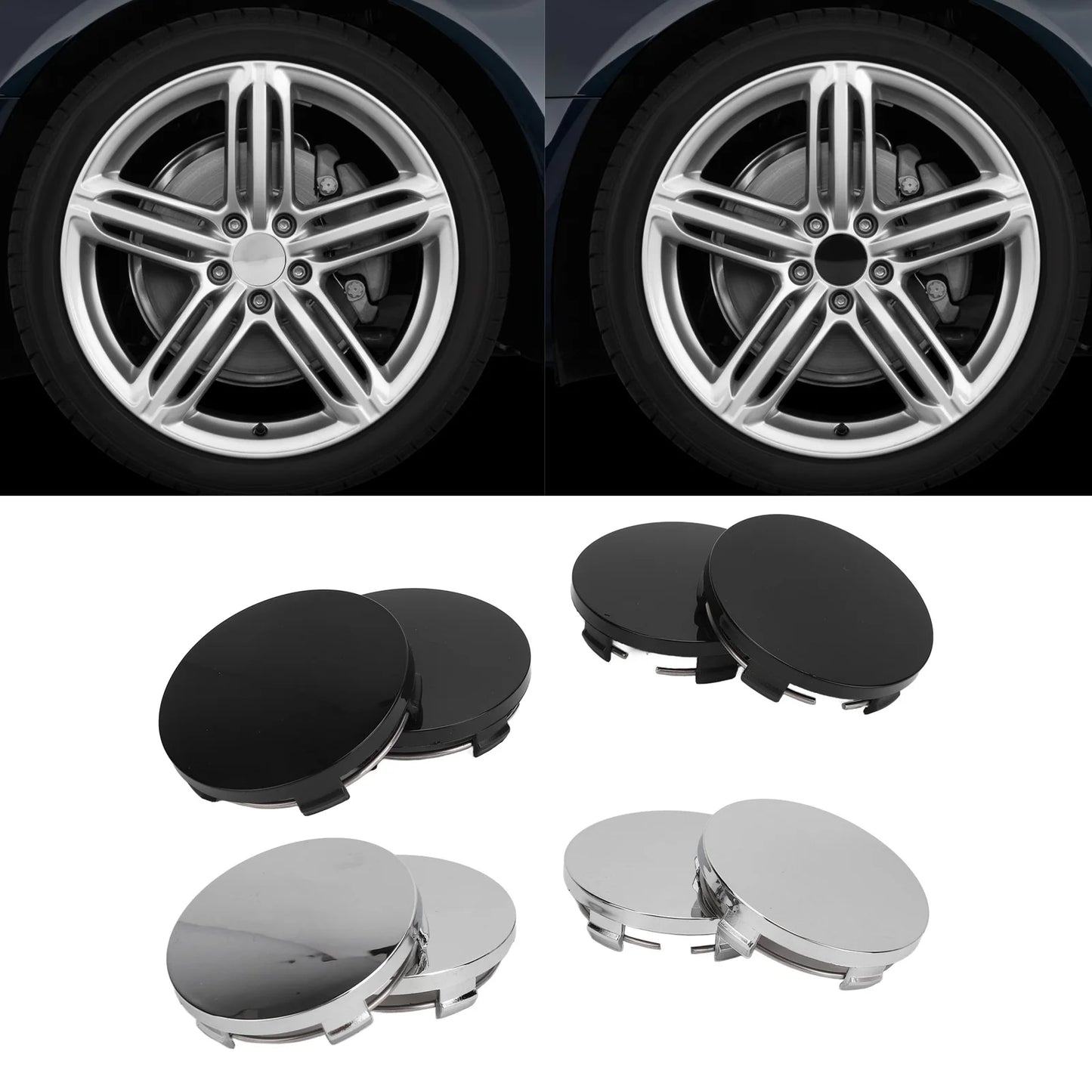 4PCS 60mm Car Wheel Center Hub Cap with Iron Ring Stylish Wheel Tyre Center Rim Hub Cover Universal for Vehicle new
