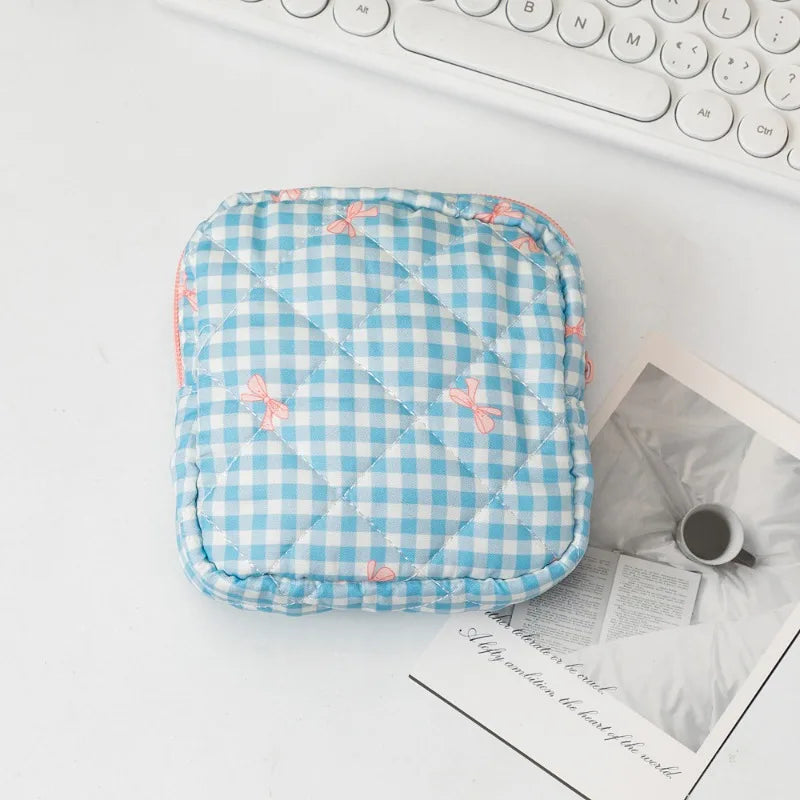 Cute Large Capacity Sanitary Napkin Storage Bags Cartoon Bow Portable Girls Physiological Period Tampon Organiser Bag Pouch