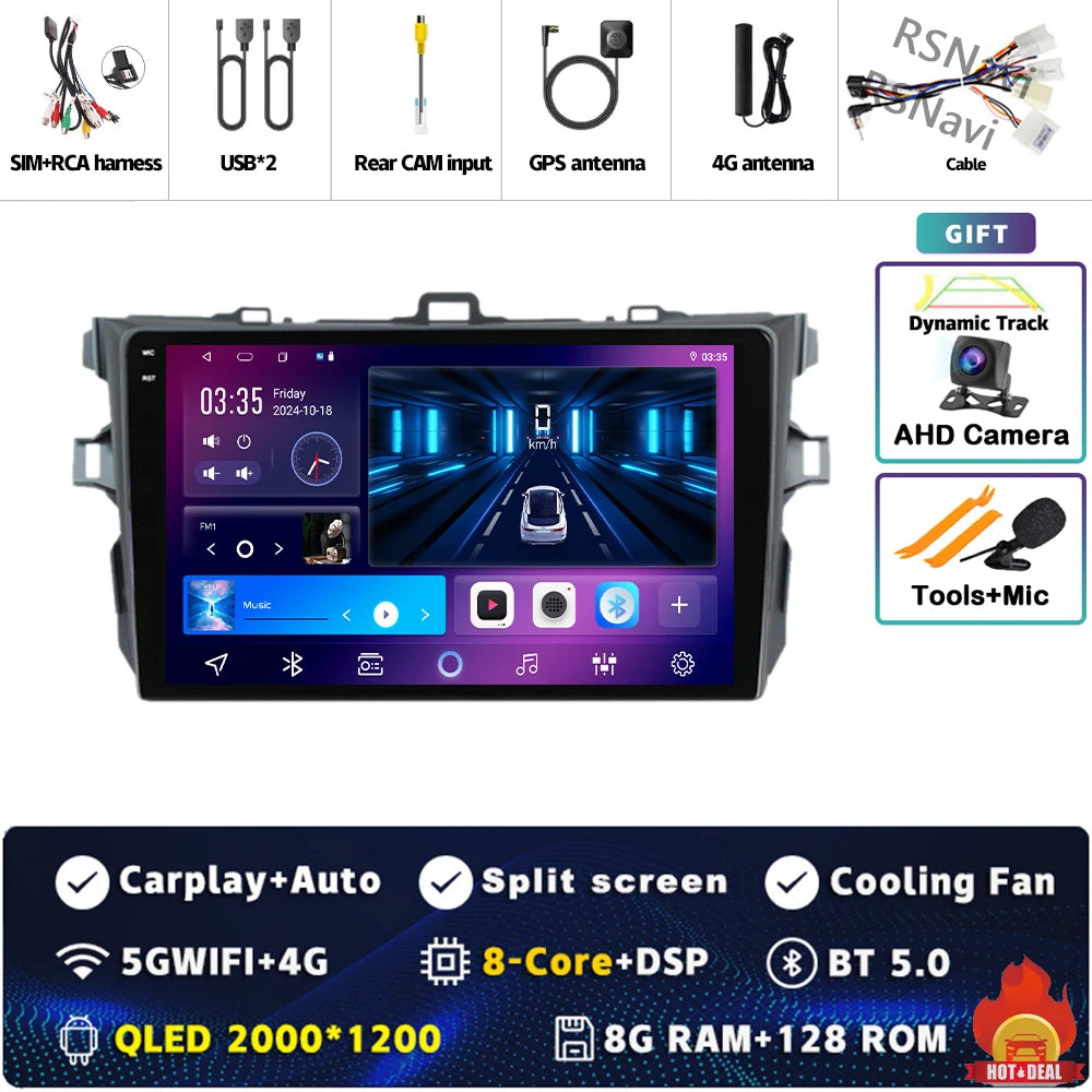 Android 16 Car radio Navigation Multimedia Player For Toyota Corolla 2006 2007 2008 2009 2010 2011 2012 2013 Carplay Auto Stereo
