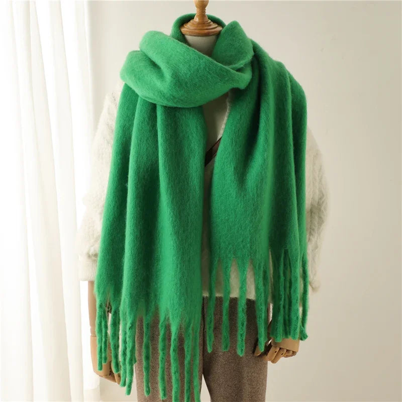Women's Solid Tassel Blanket Shawl - Long Cashmere-Feel Poncho Wrap - photo 14