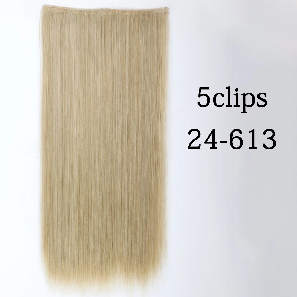 Synthetic 5 Clip In Hair Extensions Long Curly Hairstyle Hairpiece Natural Brown Black 80cm Heat Resistant  Fake Hair For Women