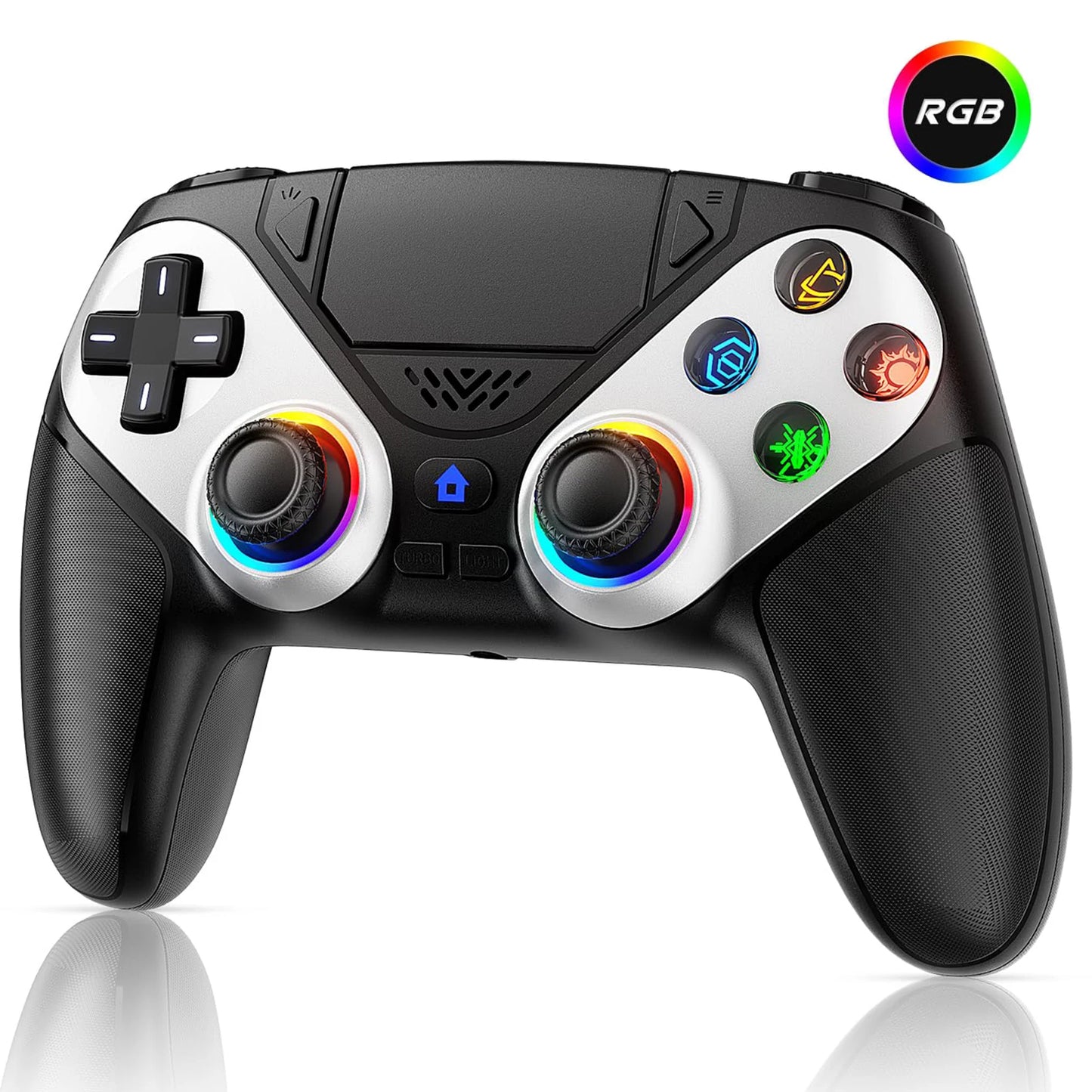 For Playstation 5/PS5/PS4/PC Game Controller,6 Axis Gyro RGB Wireless Gamepads 4-Level Shock Turbo Programmable Gaming Joystick