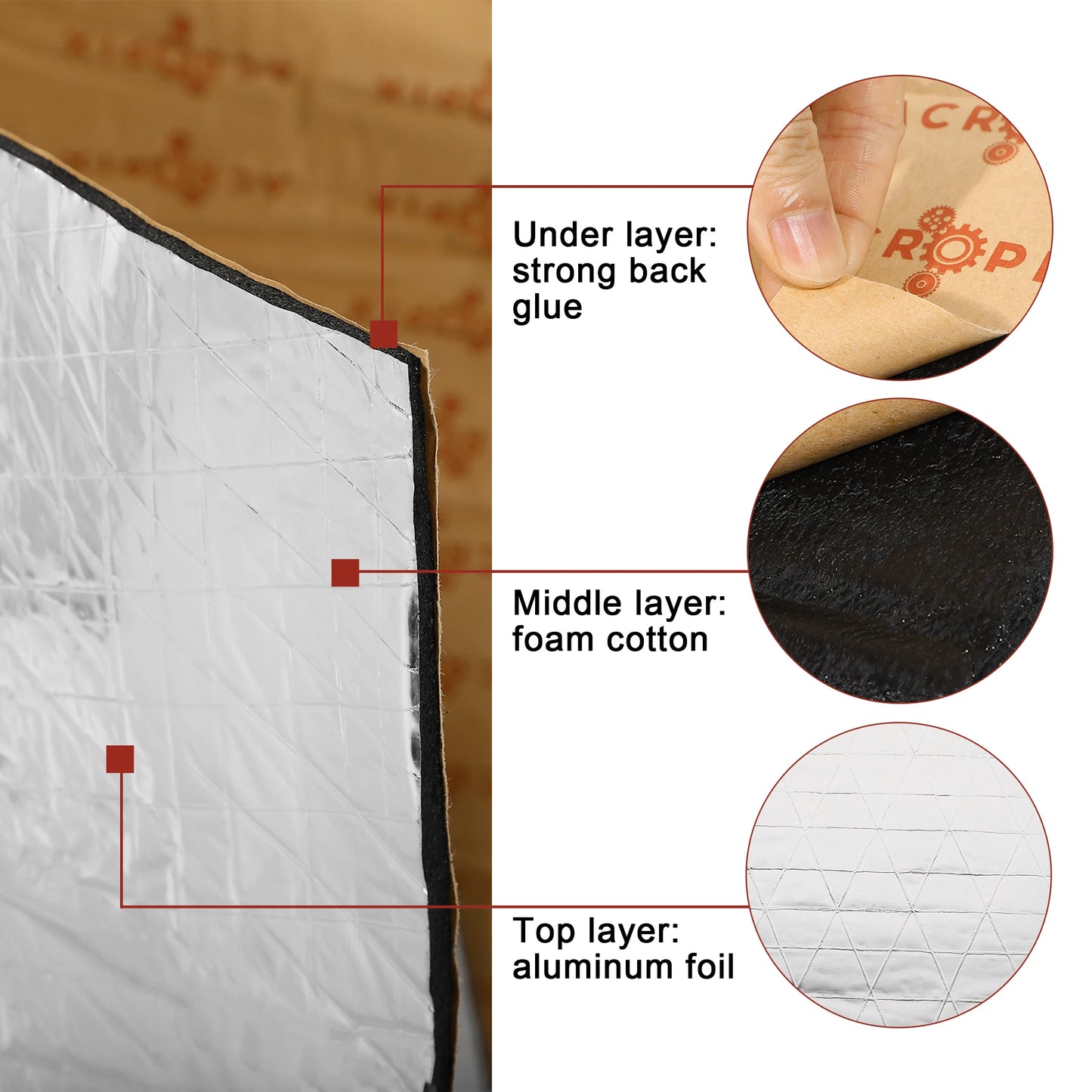 Uxcell Car Firewall Heat Sound Deadener Insulation Mat Aluminium Coating Cotton Self-adhesive Noise Insulation 5mm 10mm