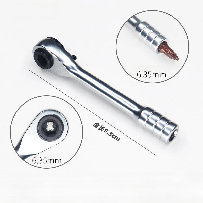 1/4 Ratchet Double Head Fast Ratchet Wrench Double-Ended Mini Socket Wrench Set Bicycle Workshop Tool Hand Tools