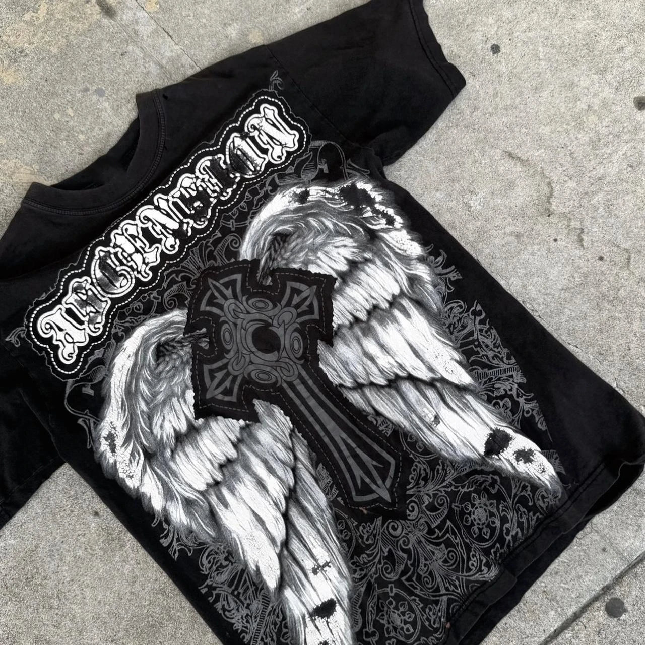 Y2K Gothic Print Oversized T-Shirt — Unisex Cotton Round-Neck Streetwear Tee