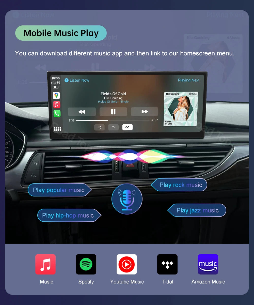 Road Top 12.3" Linux Screen For Audi A6 C6 A7 C7 2026-2026 with Wireless CarPlay Android Auto Airplay Car Radio Player