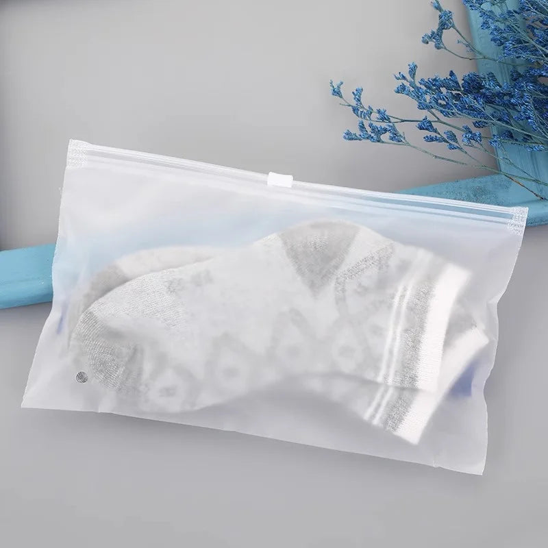 StoBag Frosted Matte Plastic Clothing Packaging Zipper Bag Zippered Shipping Sealed Underwear Socks Storage Reusable Pouch