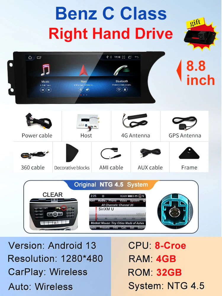 STWEI Factory Price 8.8inch Android AUTO Car Multimedia Player For Mercedes Benz C Class 11-15 W204 S204 Intelligent System