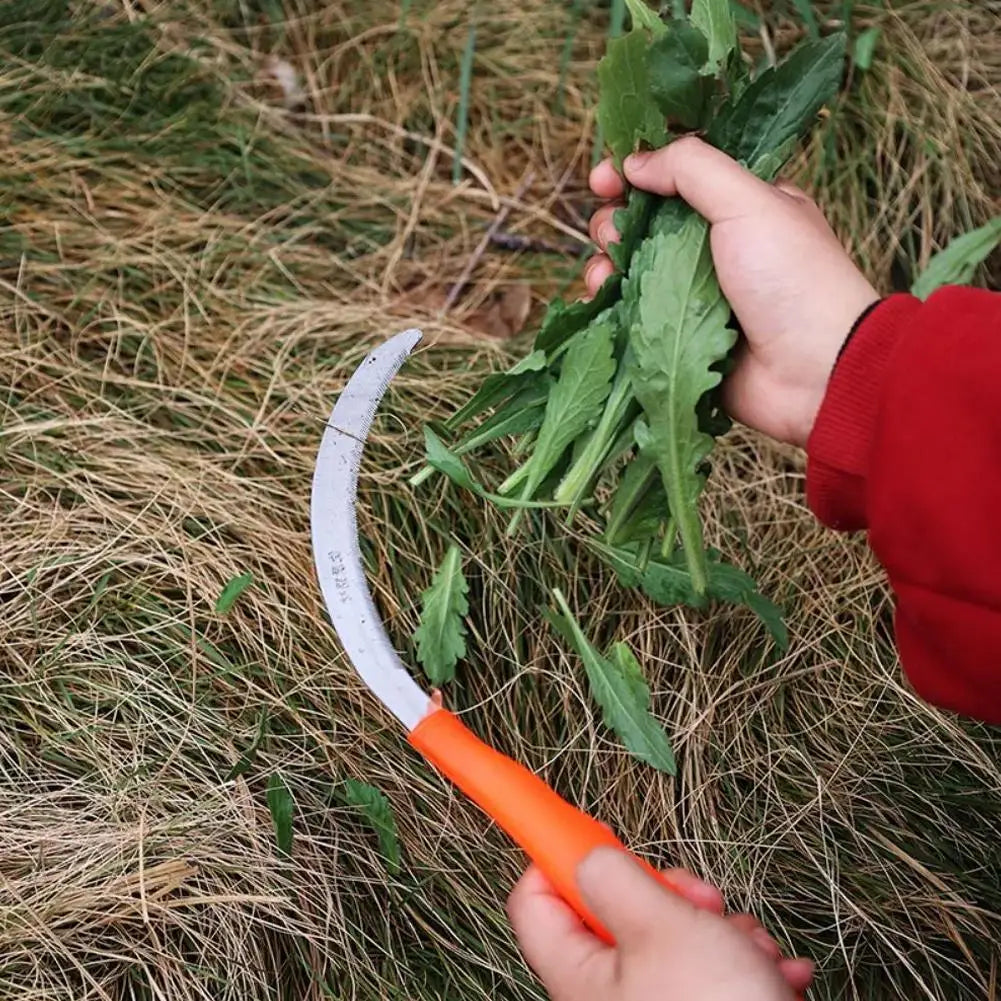 Weeding Sickle With Wooden Handle Stainless Steel Sickle Scythe Farming Tool Kit With Teeth For Weed Removal Lawn Patio Terrace