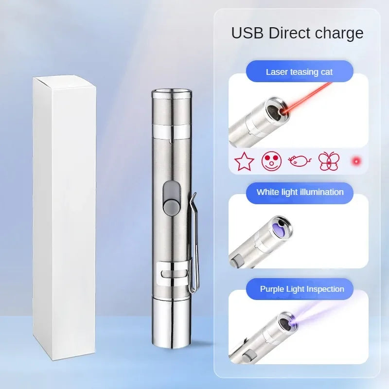 Multifunctional Upgraded USB Rechargeable Infrared Cat Toy, Laser Projection Interactive Cat Stick, Pet Toy Supplies