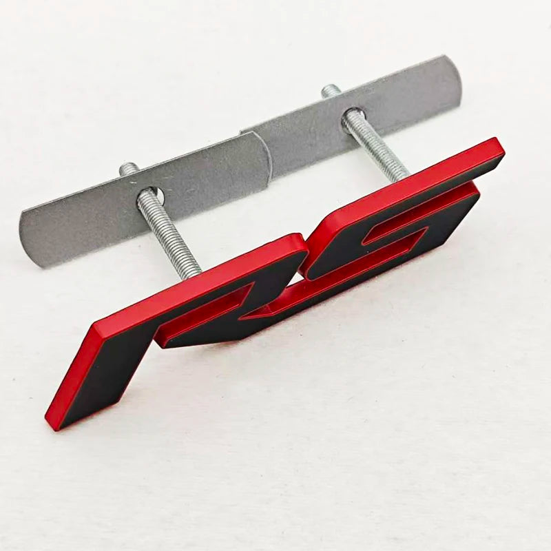 3D Metal RS Logo Sticker Front Grill Emblem Rear Trunk Badge For Chevrolet Onix Blazer lumina Camaro Cruze Monza Car Accessories