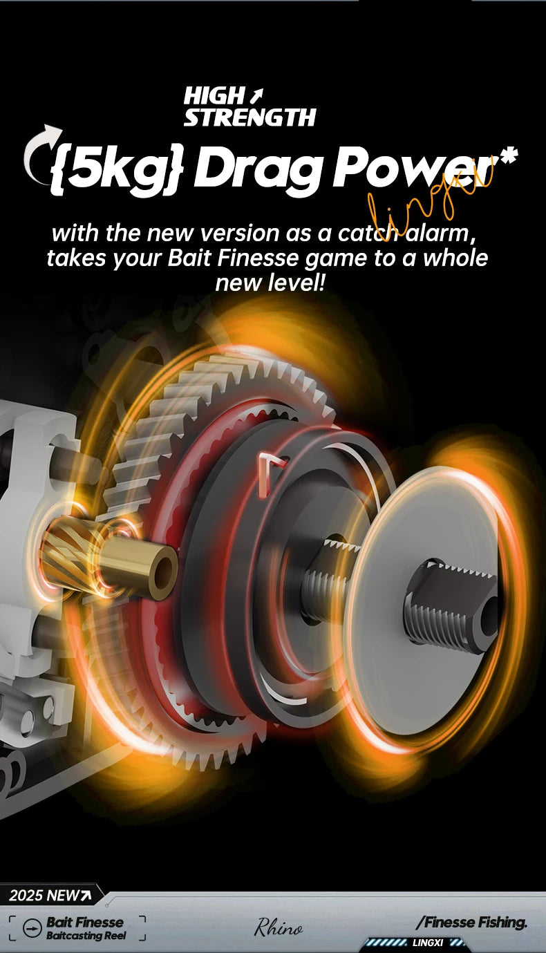 ANATONO Silver Rhino 130g Ultralight Baitcasting Reel BFS Fishing Reel 7.0：1 Gear Ratio Saltwater 8+1BB 6KG Power Baitcaster
