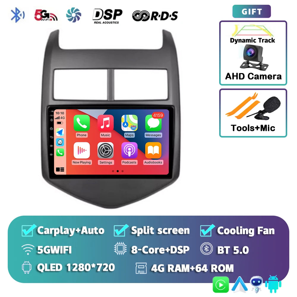 Android 16 CarPlay Auto Car Radio Multimedia Player For Chevrolet Aveo 2 Sonic T300 2011-2015 Navigation GPS 2din Stereo Audio