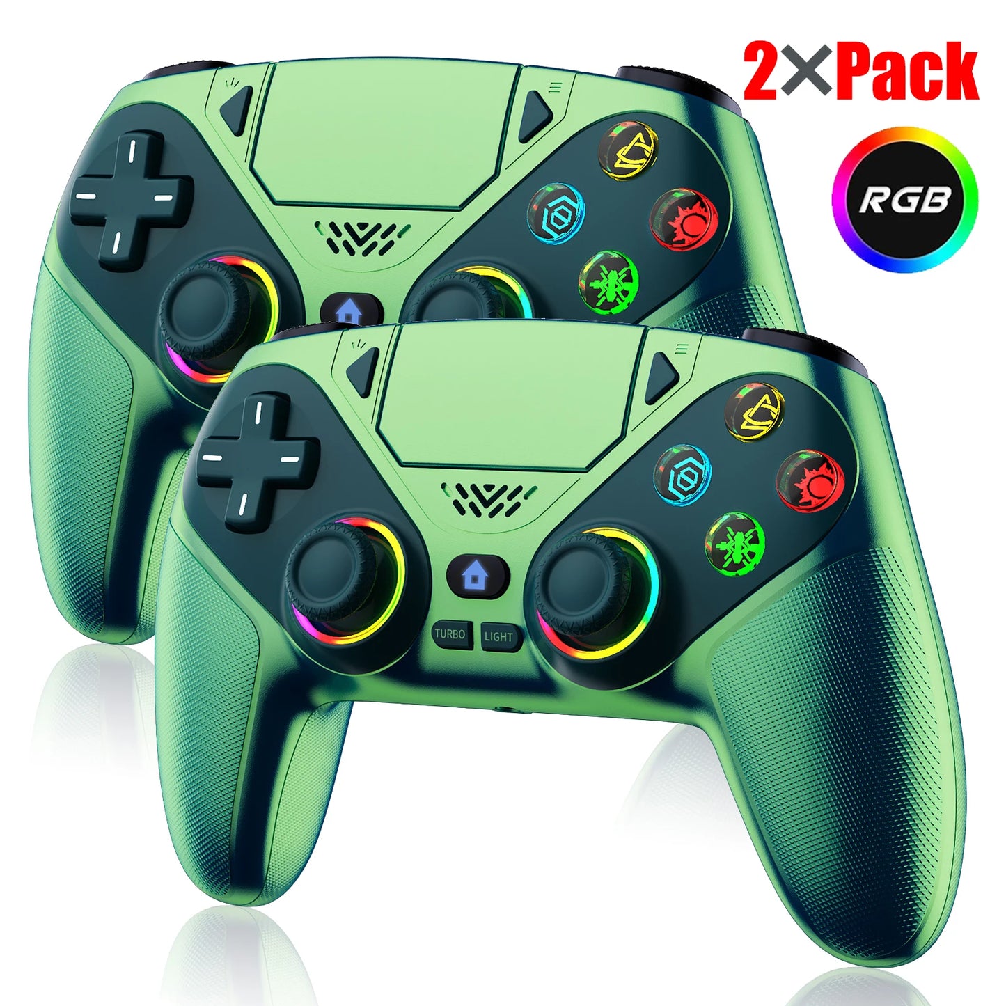 For Playstation 5/PS5/PS4/PC Game Controller,6 Axis Gyro RGB Wireless Gamepads 4-Level Shock Turbo Programmable Gaming Joystick